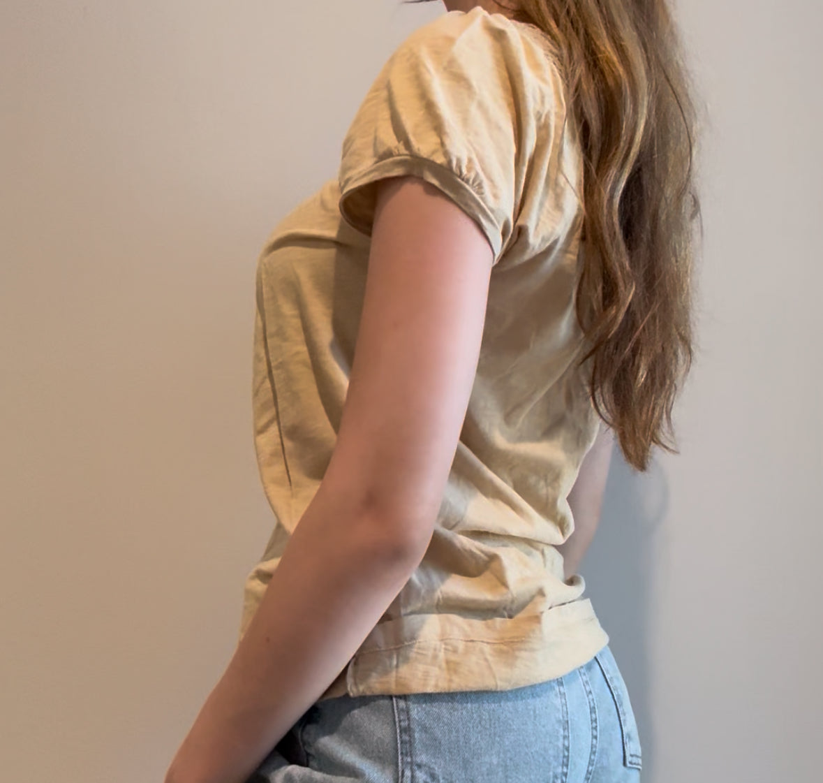 Beige Top with Lace and Flower