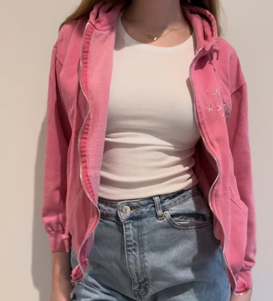 Y2K pink jacket with flower embroidery