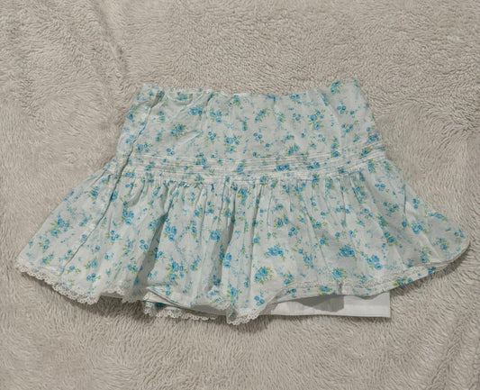 XXS Blue and White Floral Mini Skirt