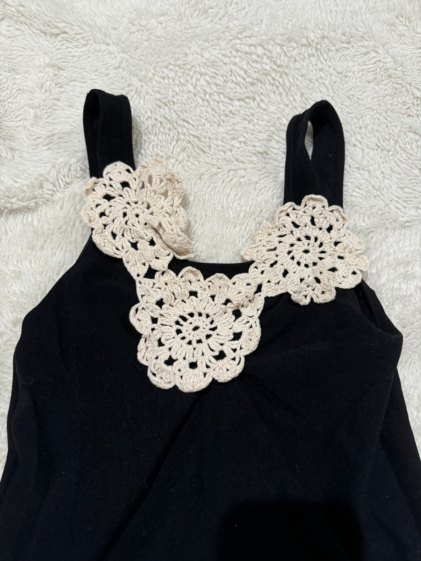 Black Tank Too with Crocheted Flowers