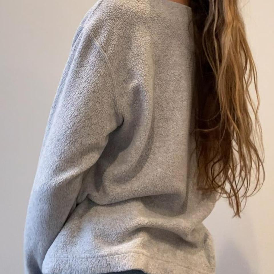 Grey Button Sweater with Flower Embroidery