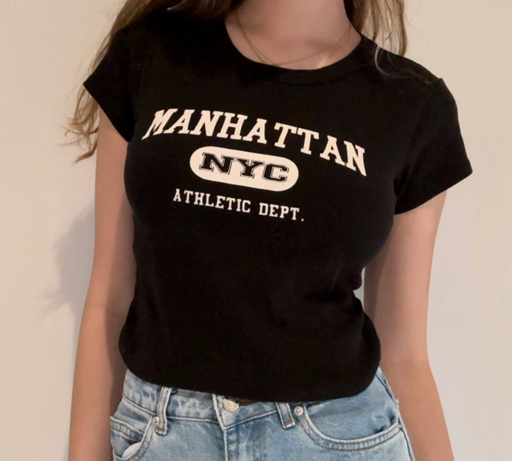 Black Manhattan NYC Baby Tee