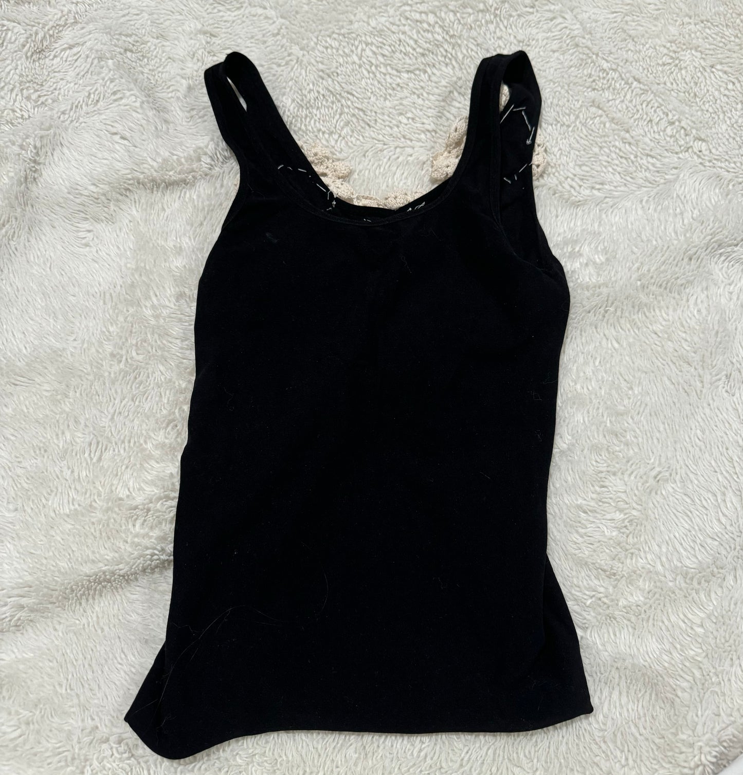 Black Tank Too with Crocheted Flowers